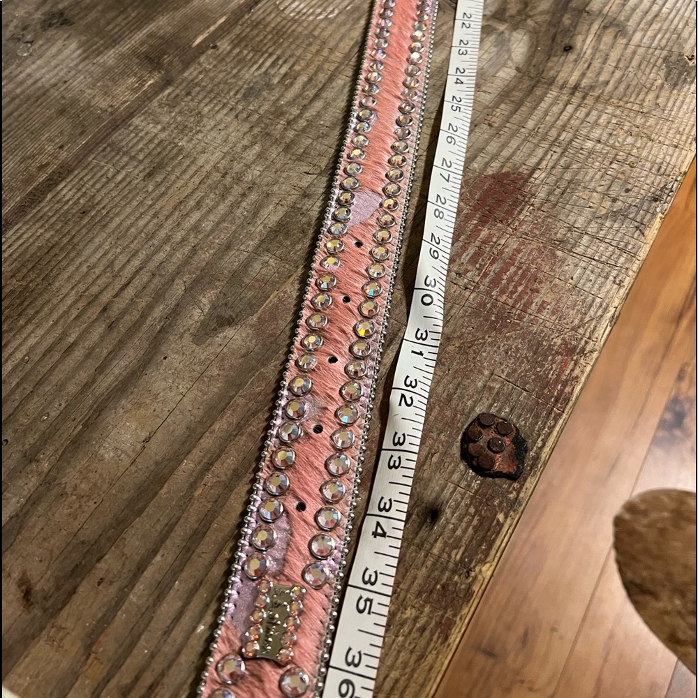 B.B. Simon Pink Crystal Western Buckle Belt - Picture 3 of 3
